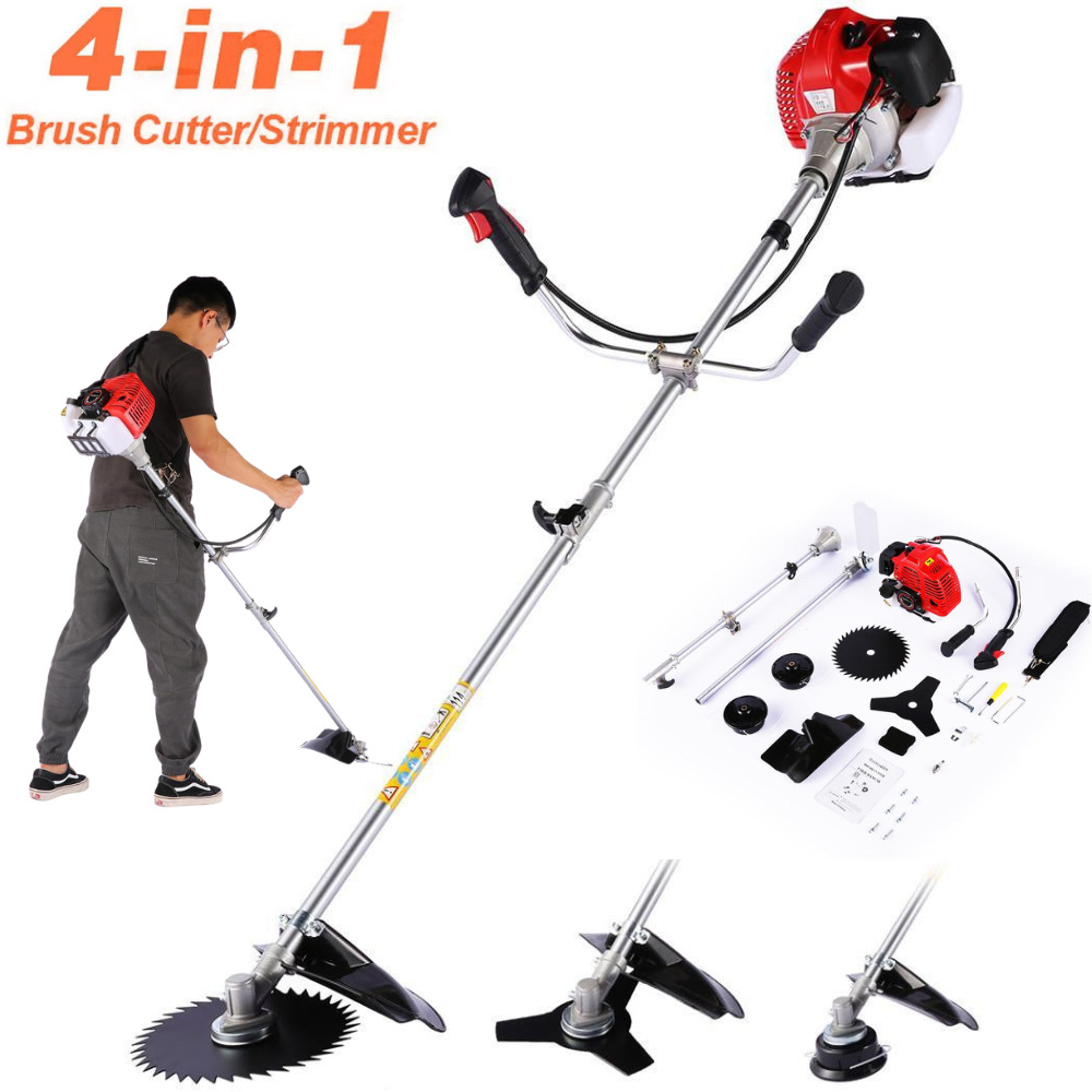 58cc 4-In-1 Gas String Trimmer Lawn Mower 2-Cycle Brush Cutter Weed Eater Wacker