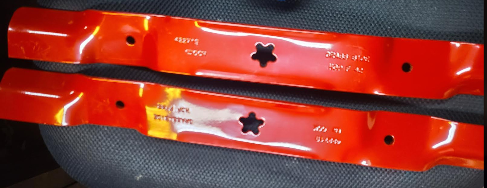 2 OEM HUSQVARNA CRAFTSMAN POULAN 42" 3N1 ELITE HARD BLADES  134149 422719 138971