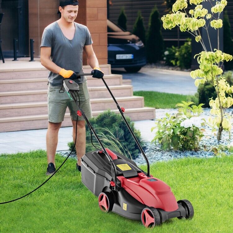 12-AMP Electric Lawn Mower Corded 13.5" Adjustable Height With Collection Box
