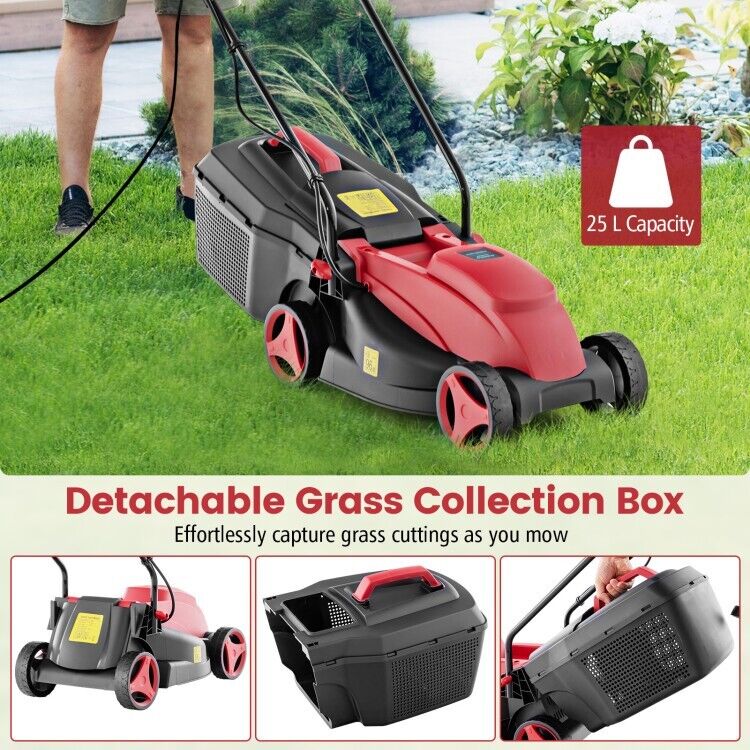 12-AMP Electric Lawn Mower Corded 13.5" Adjustable Height With Collection Box