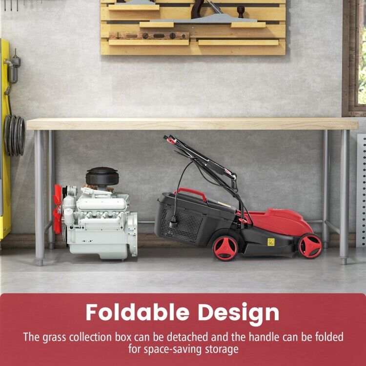 12-AMP Electric Lawn Mower Corded 13.5" Adjustable Height With Collection Box