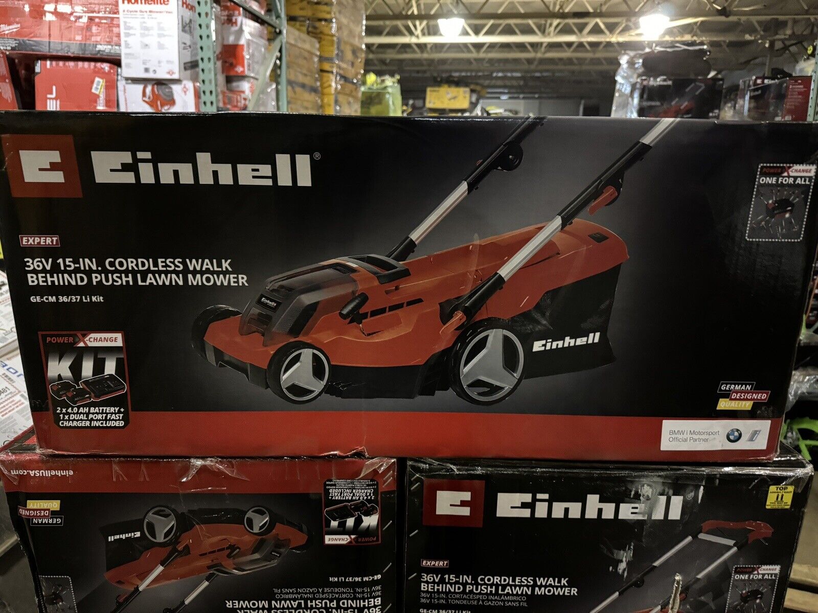 Einhell GE-CM 36 Volt Cordless 15 Inch Walk Behind Push Lawn Mower Kit