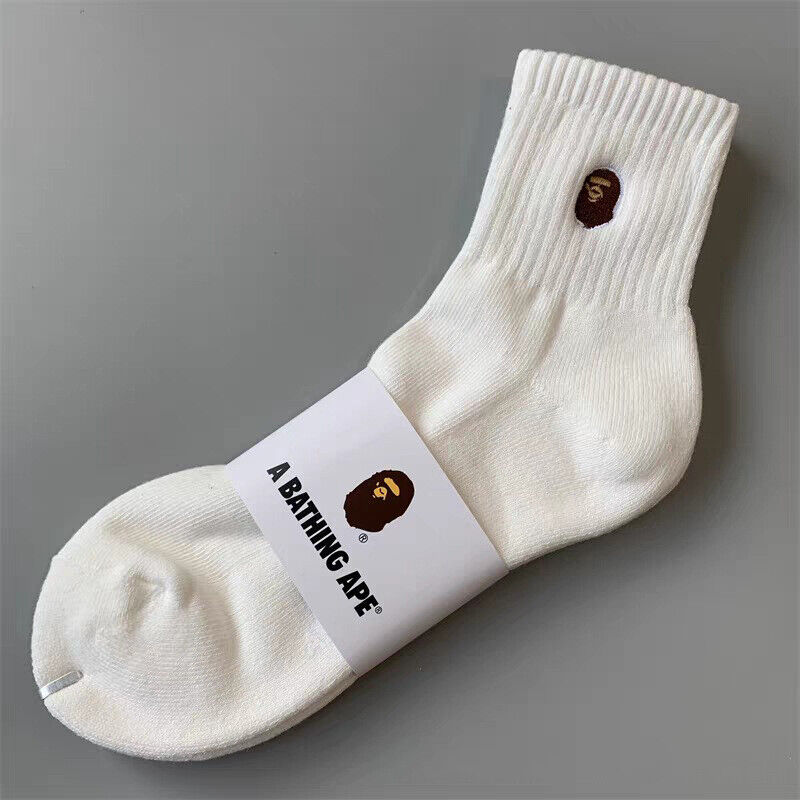 BAPE A Bathing Ape Head Embroidered Crew Socks - 3pcs
