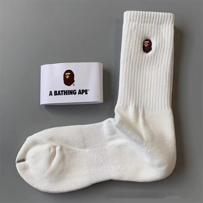 BAPE A Bathing Ape Head Embroidered Crew Socks - 3pcs