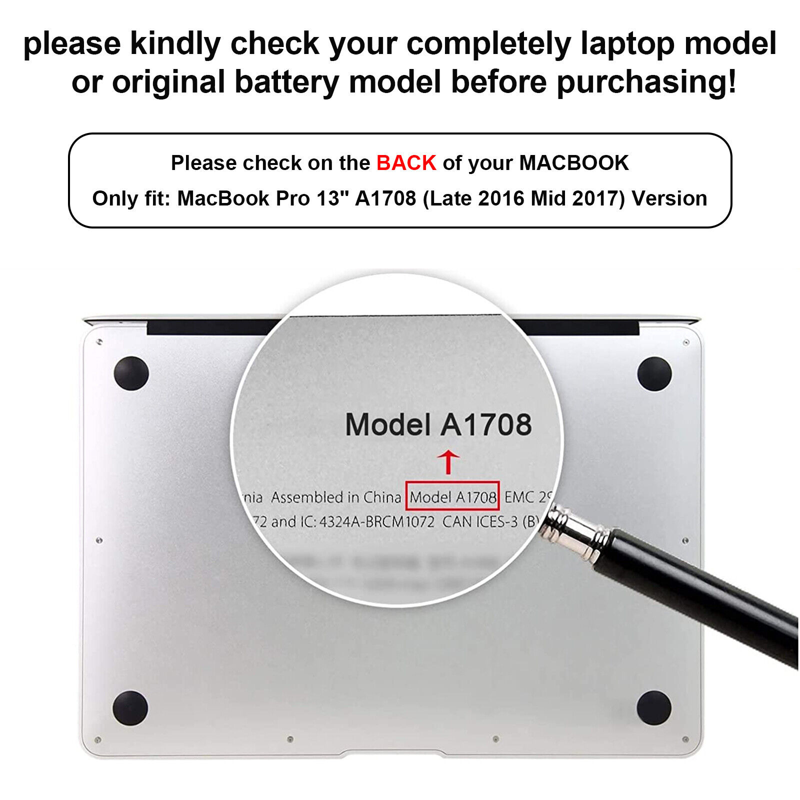 A1713 A1708 Battery For MacBook Pro 13" Late 2016 Mid 2017 EMC 2978 EMC 3164 US
