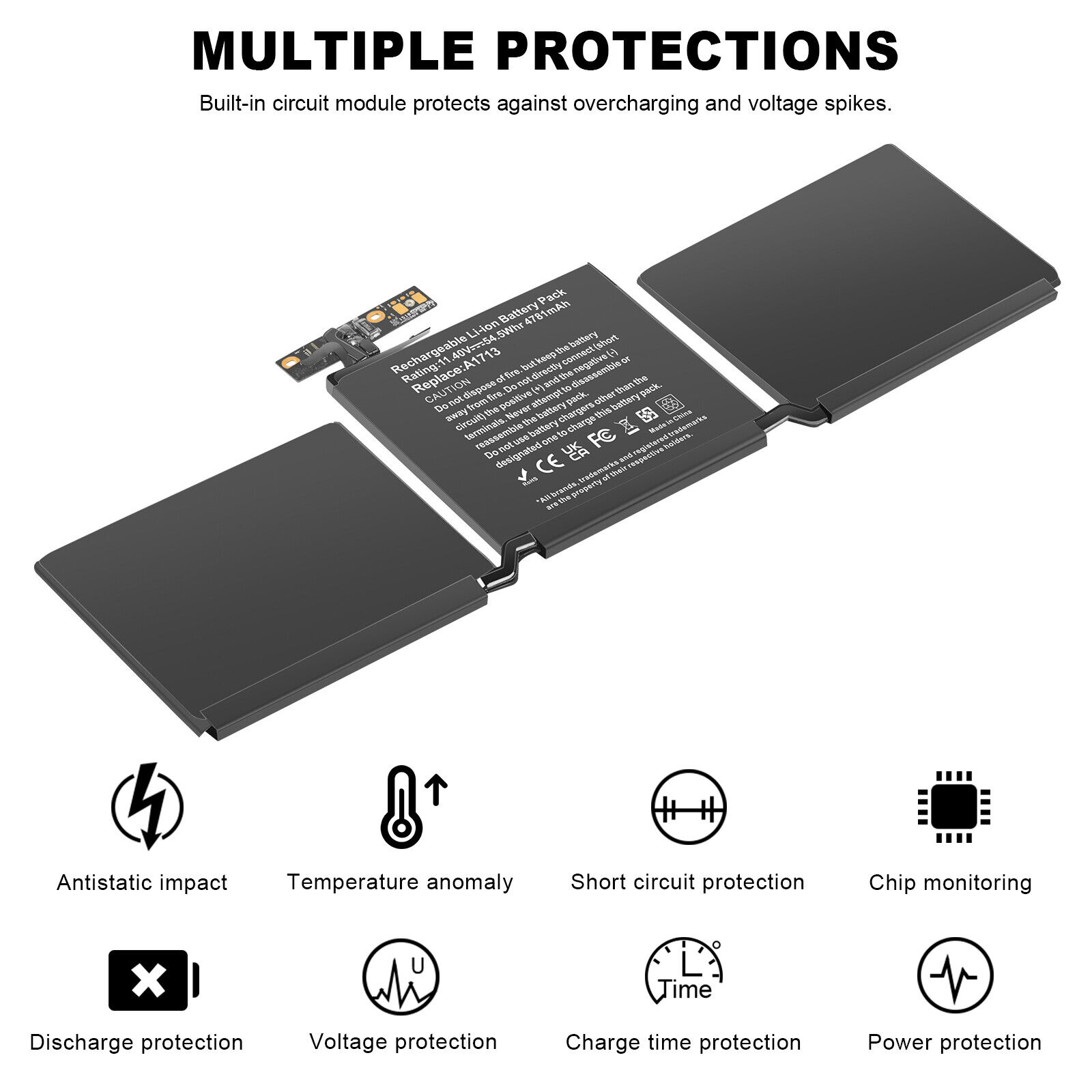 A1713 A1708 Battery For MacBook Pro 13" Late 2016 Mid 2017 EMC 2978 EMC 3164 US
