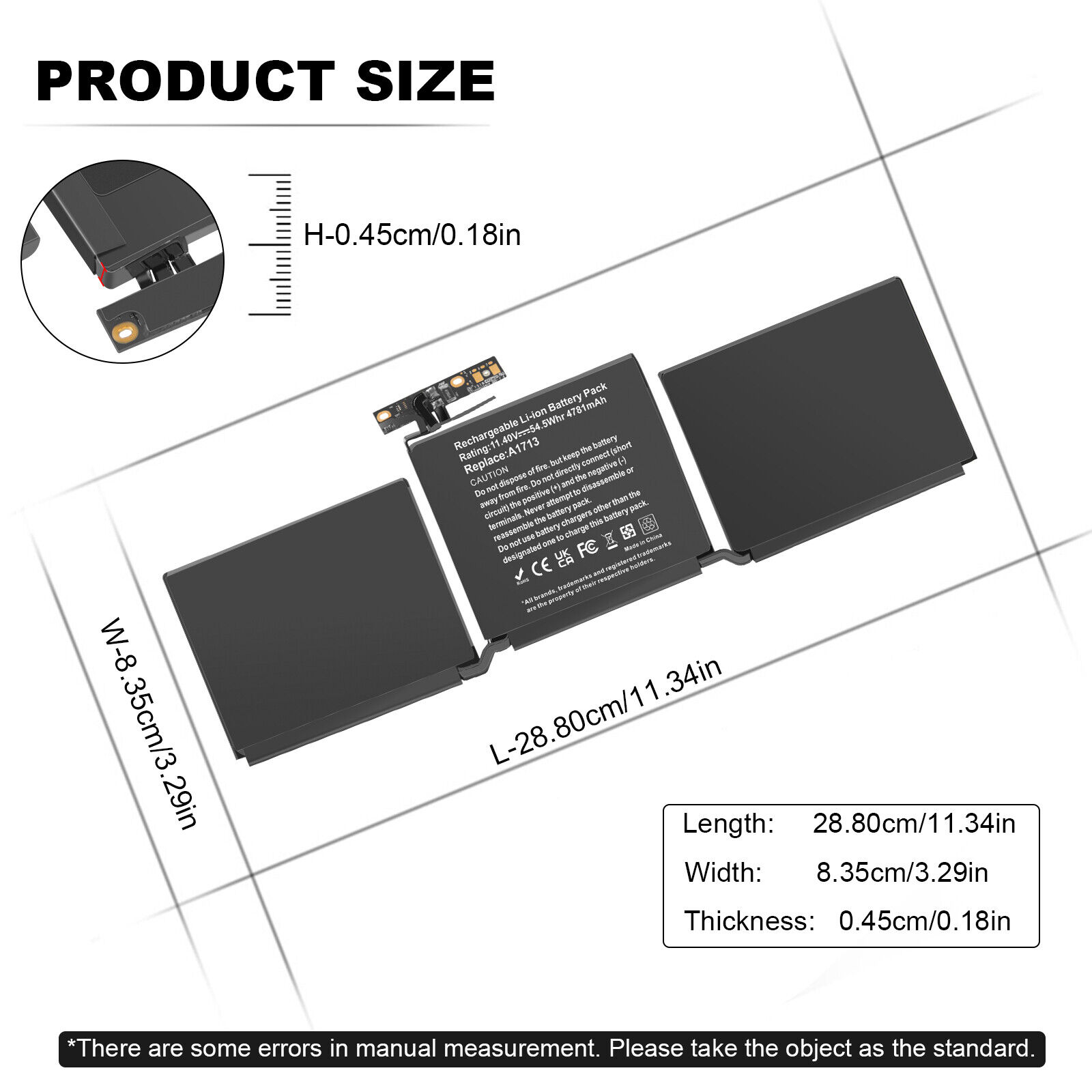 A1713 A1708 Battery For MacBook Pro 13" Late 2016 Mid 2017 EMC 2978 EMC 3164 US
