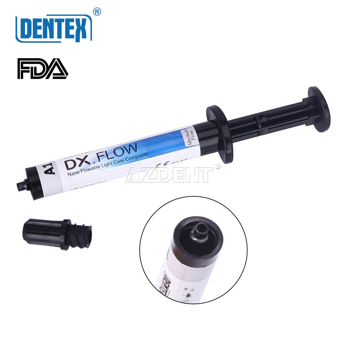 DENTEX Dental Flowable Light Cure Composite Resin Medium Flow A1/A2/A3 3g USA