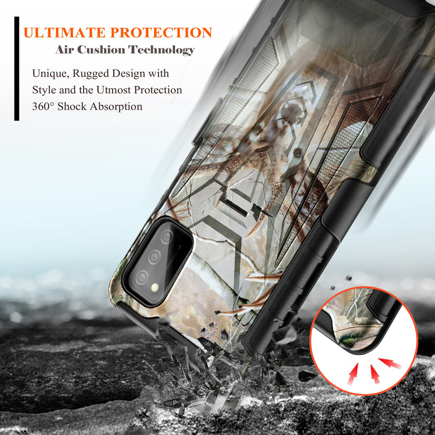 For Samsung Galaxy A03S Case Holster Belt Clip Phone Cover with Tempered Glass