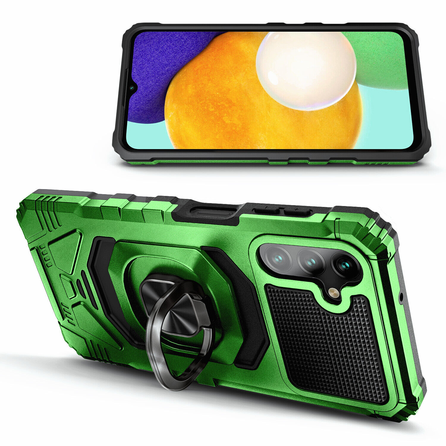 For Samsung Galaxy A35 5G Case Armor Ring Shock Hard Cover with Tempered Glass