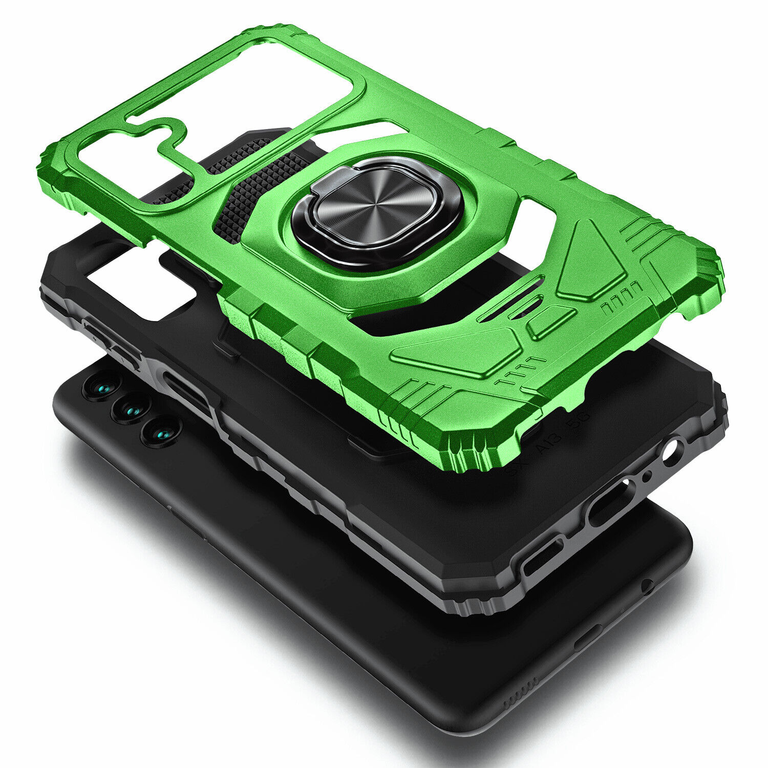 For Samsung Galaxy A35 5G Case Armor Ring Shock Hard Cover with Tempered Glass