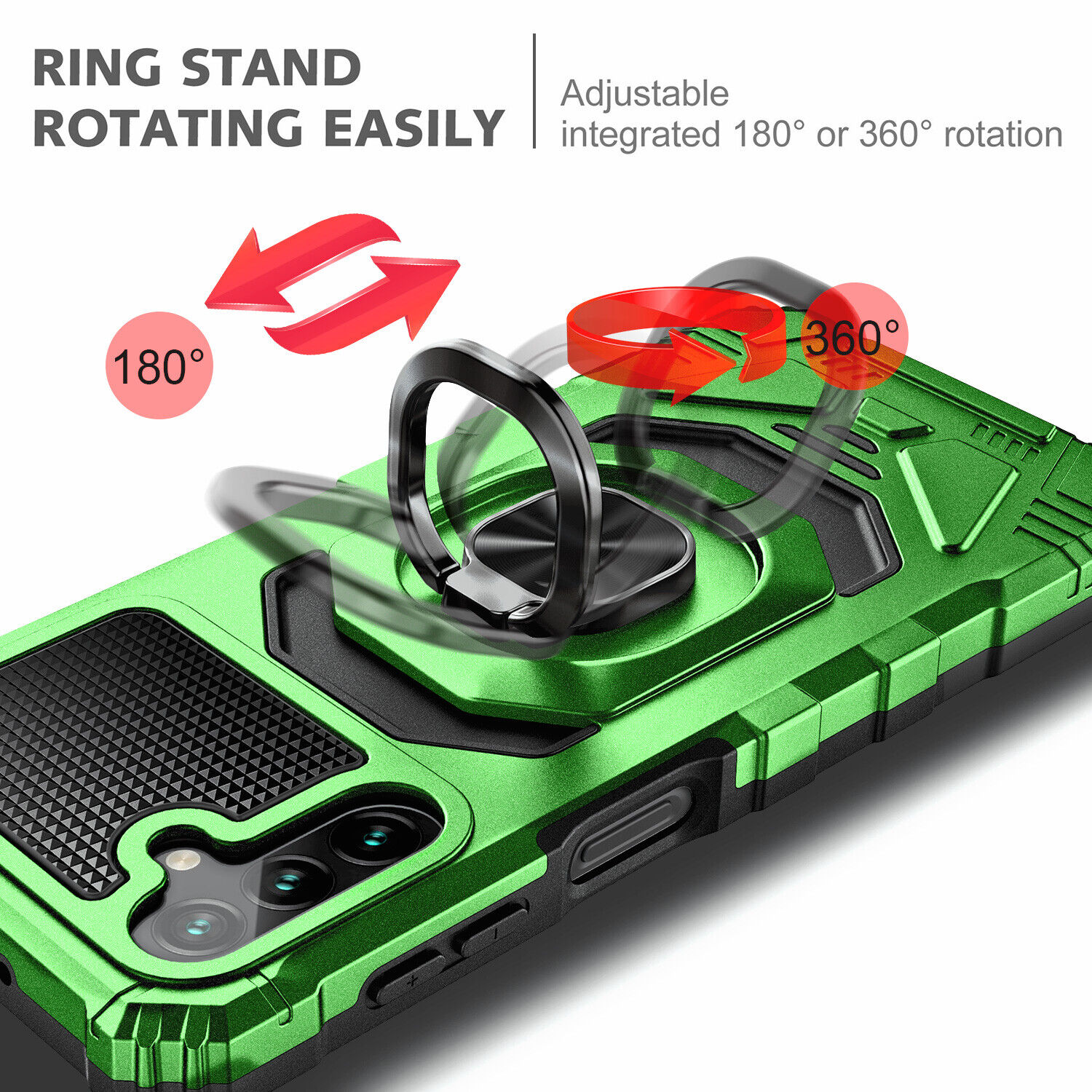 For Samsung Galaxy A35 5G Case Armor Ring Shock Hard Cover with Tempered Glass