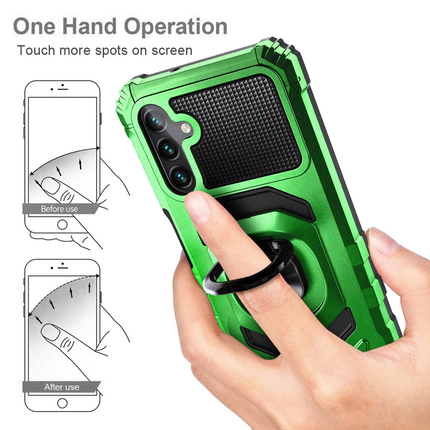 For Samsung Galaxy A35 5G Case Armor Ring Shock Hard Cover with Tempered Glass
