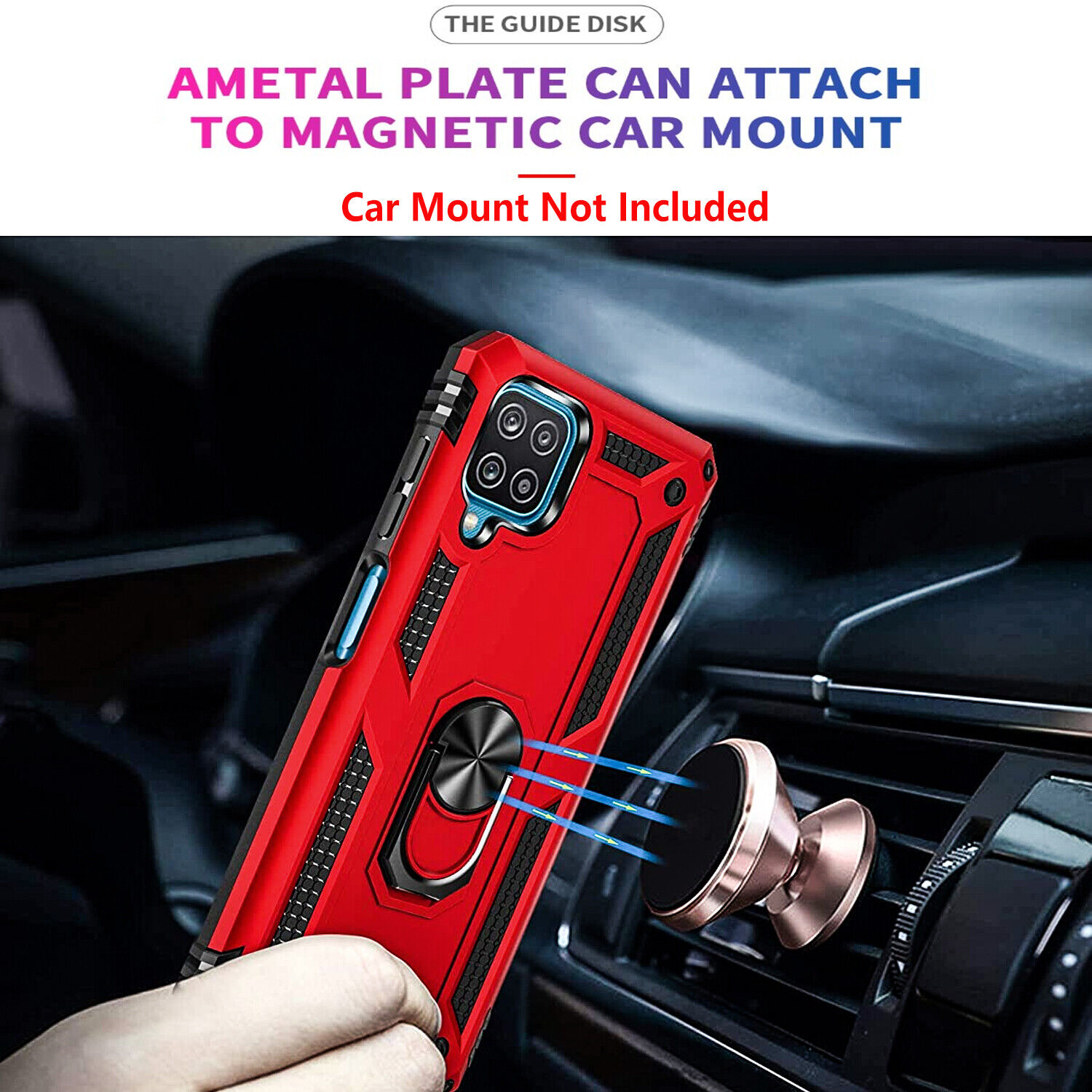For Samsung Galaxy A12 Phone Case Ring Kickstand Cover +Tempered Glass Protector