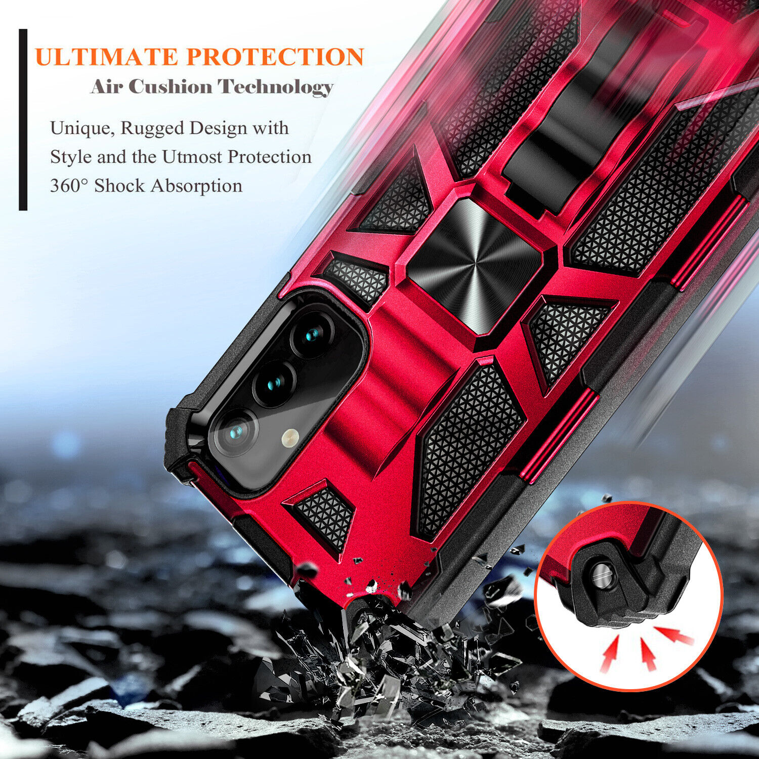 Case For Samsung Galaxy A14 5G Shockproof Kickstand Phone Cover + Tempered Glass
