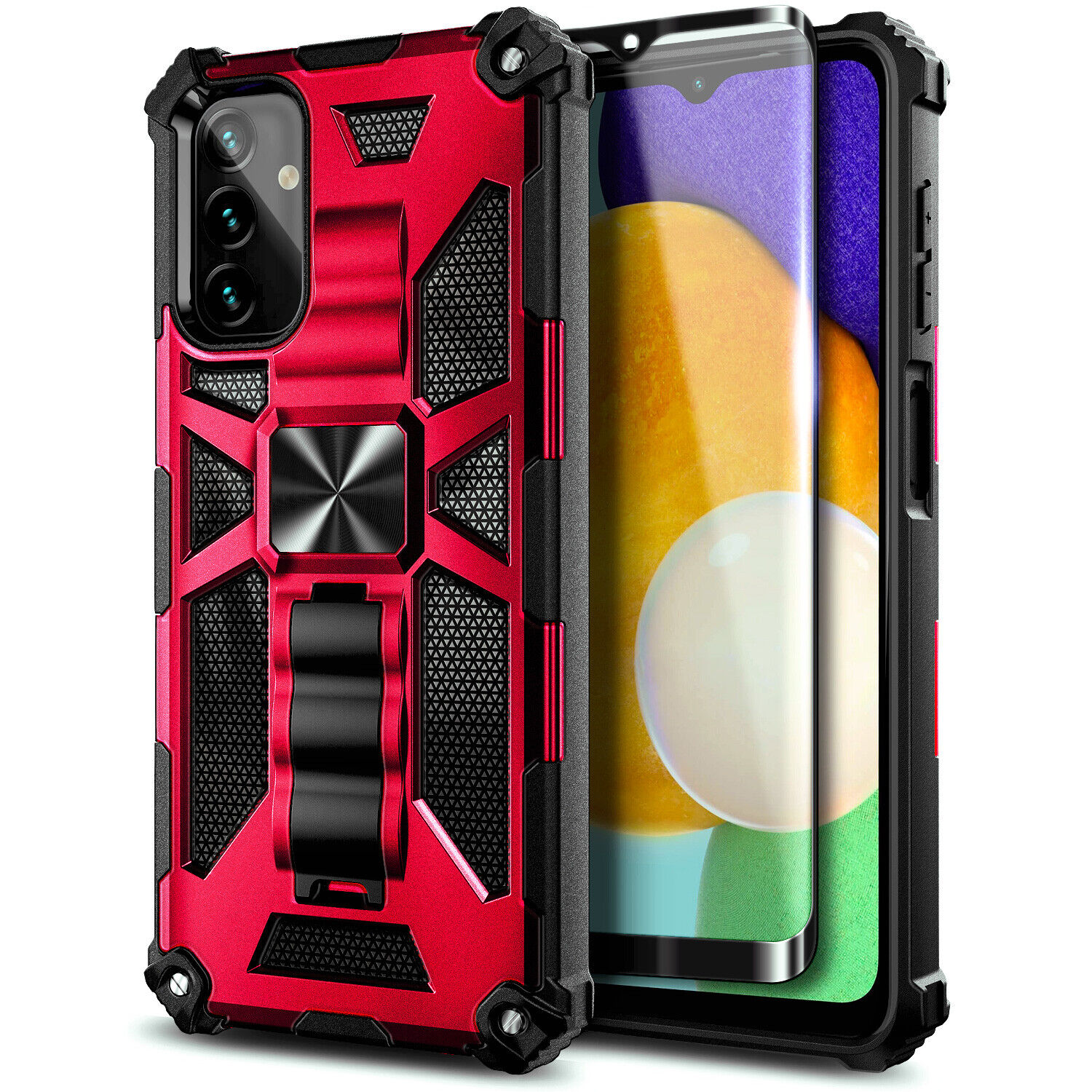 Case For Samsung Galaxy A14 5G Shockproof Kickstand Phone Cover + Tempered Glass