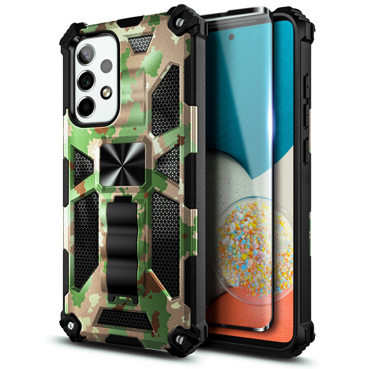 For Samsung Galaxy A23 5G Case Full Body Kickstand Cover with Tempered Glass