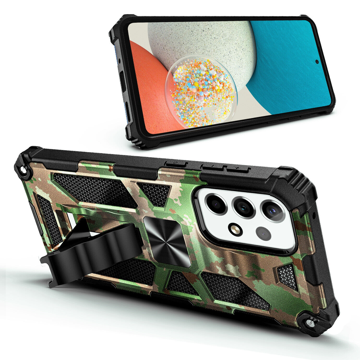 For Samsung Galaxy A23 5G Case Full Body Kickstand Cover with Tempered Glass