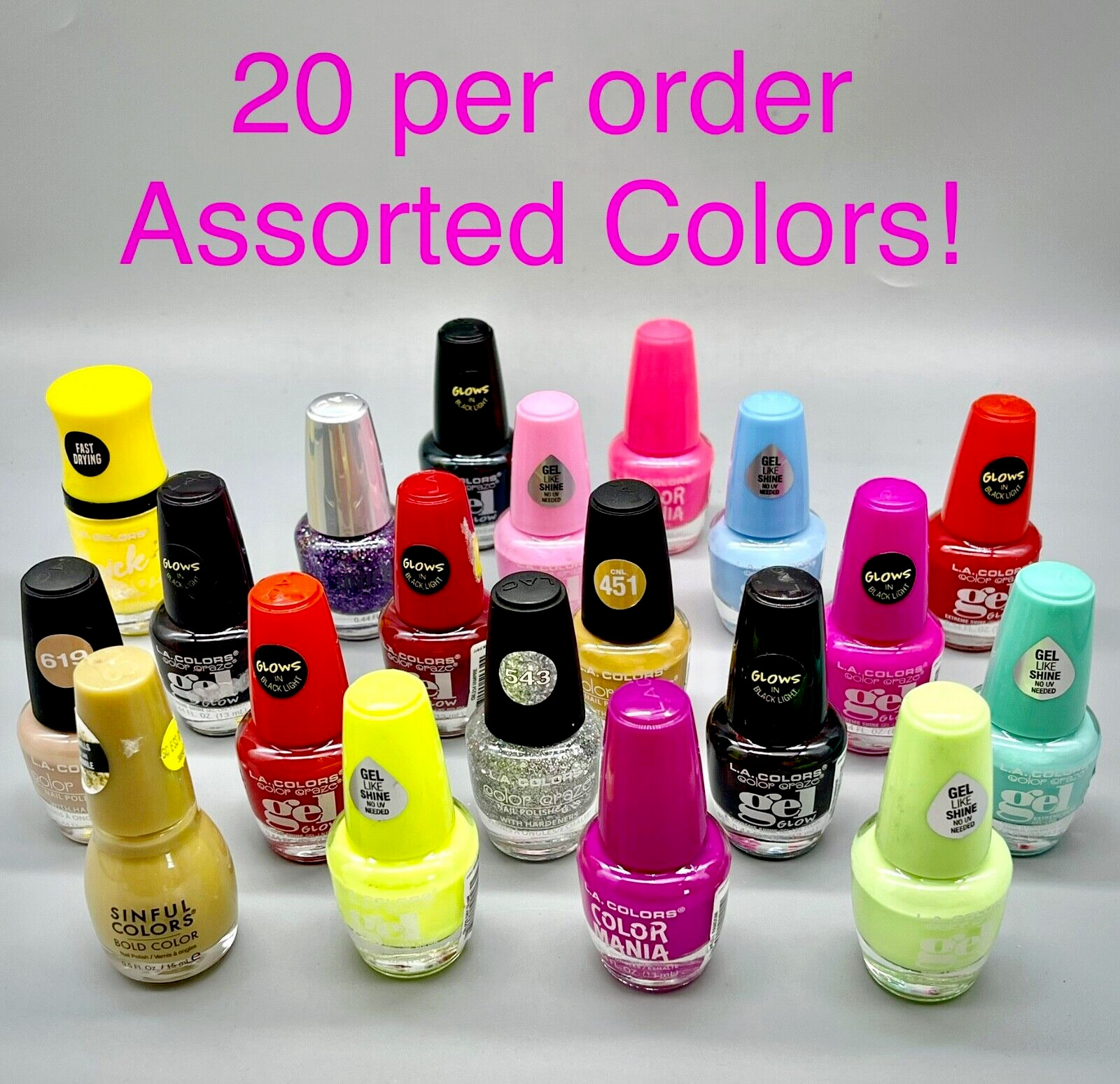 L.A. COLORS Nail Polish 20 Per Order !COLORS MAY VARY! 20 Pack Exp 1/26+