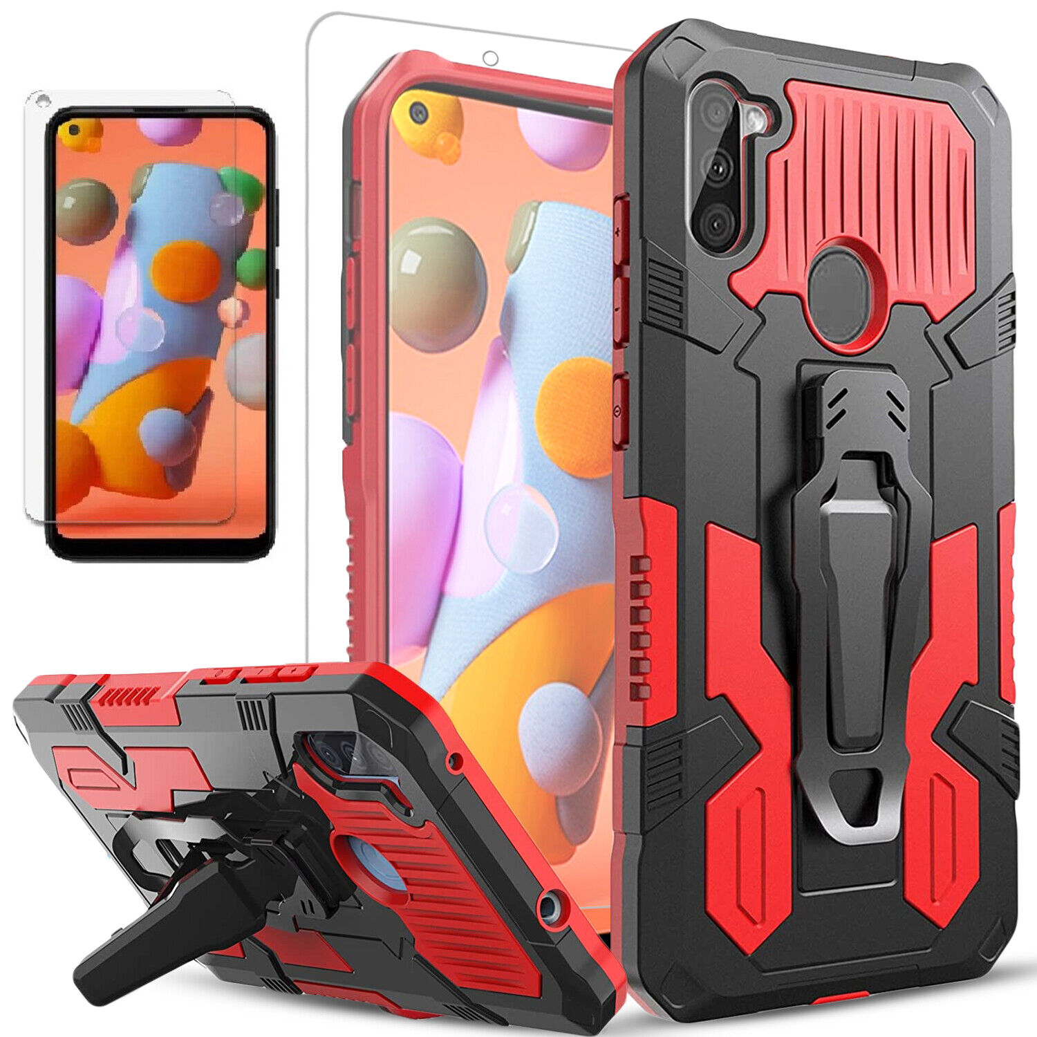 For Samsung Galaxy A01 A11 A21 A21S A31 Phone Case Cover + Tempered Glass Screen