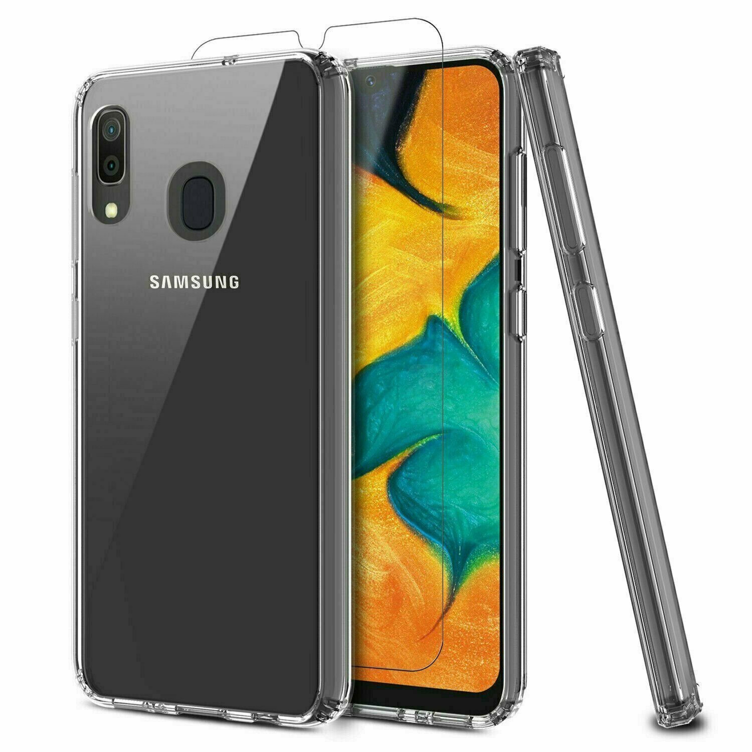 For Samsung Galaxy A10E A20 A30 Phone Case Cover + Glass Screen Protector