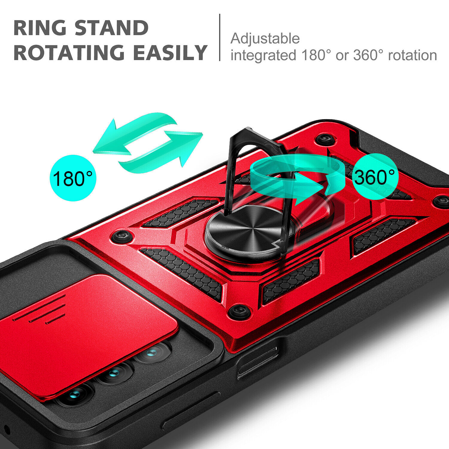 For Samsung Galaxy A14 5G Case Full Body Ring Stand Phone Cover + Tempered Glass