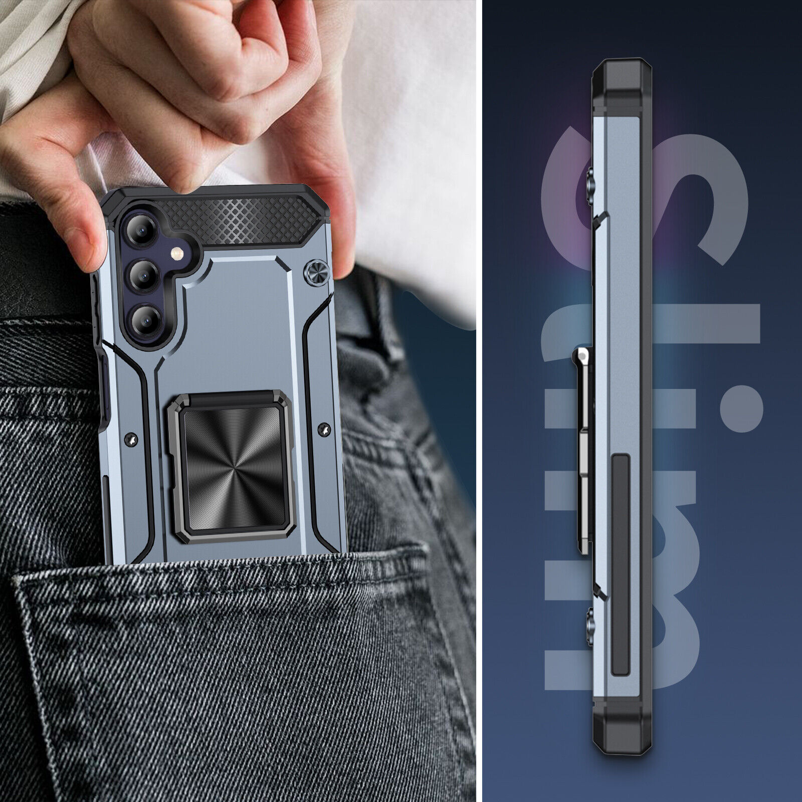 For Samsung A15 A05S A25 5G Rugged Military Drop-Protective Magnetic Stand Case