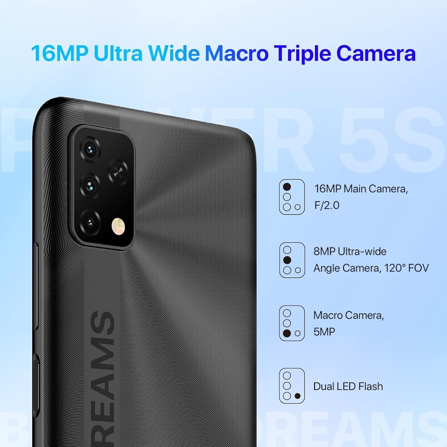 UMIDIGI Power 5S smartphone 3GB+64GB Android Unlocked Dual SIM 4G Cell Phone