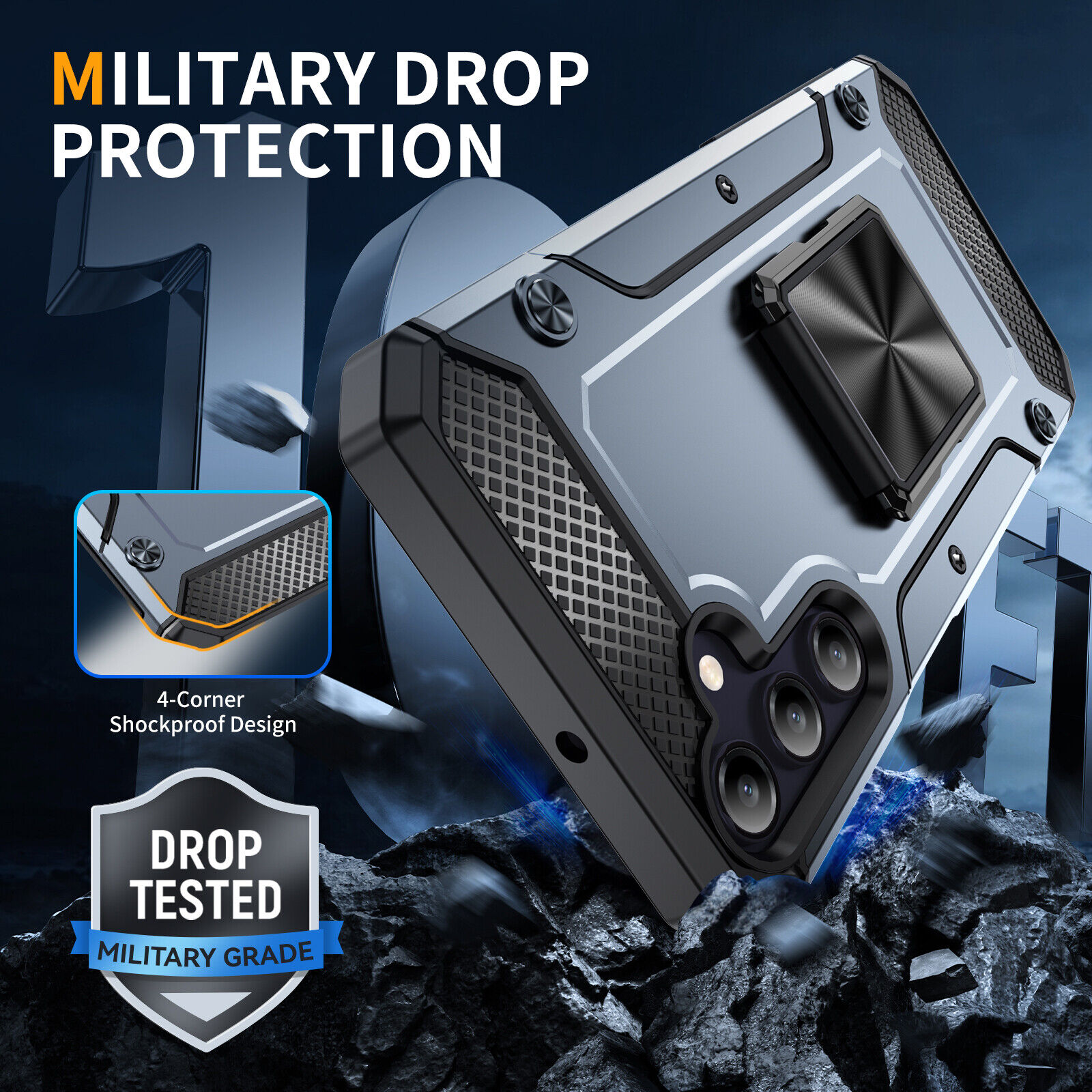 For Samsung A15 A05S A25 5G Rugged Military Drop-Protective Magnetic Stand Case
