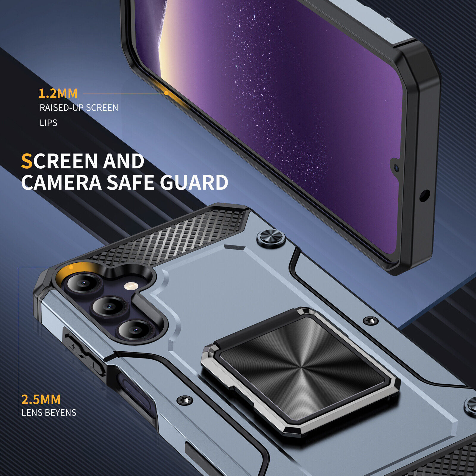 For Samsung A15 A05S A25 5G Rugged Military Drop-Protective Magnetic Stand Case