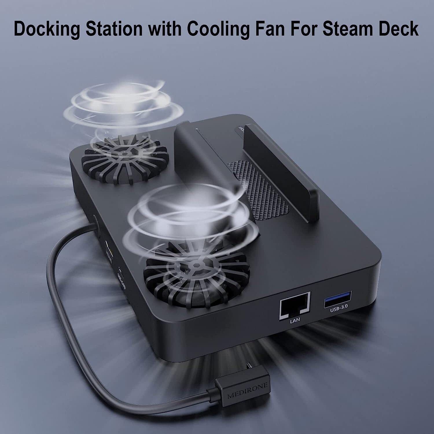 Docking Station for Steam Deck 6-In-1 Dock Station with Cooling Fan HDMI 2.0 4