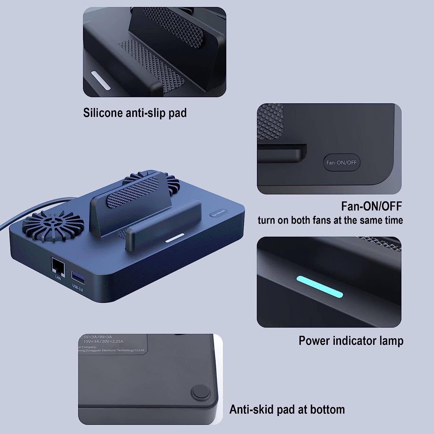 Docking Station for Steam Deck 6-In-1 Dock Station with Cooling Fan HDMI 2.0 4