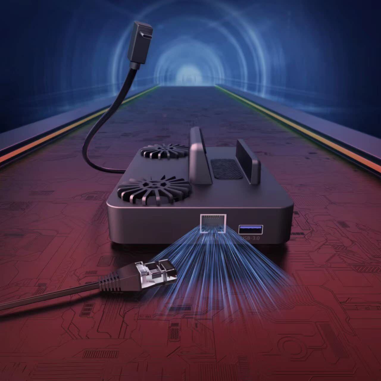 Docking Station for Steam Deck 6-In-1 Dock Station with Cooling Fan HDMI 2.0 4
