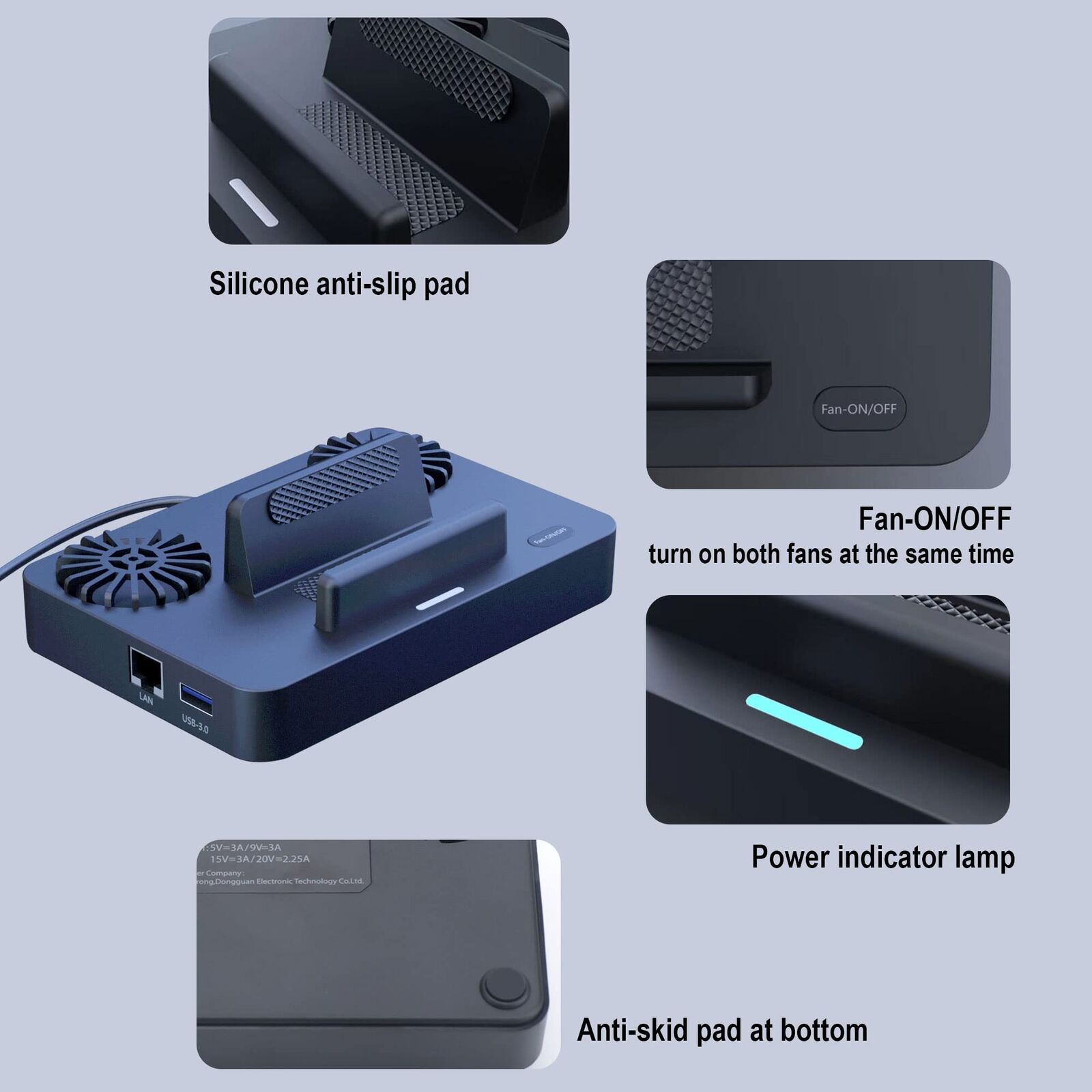 Docking Station for Steam Deck 6-In-1 Dock Station with Cooling Fan HDMI 2.0 4