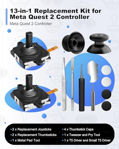 OLCLSS 13-in-1 Replacement Kit for Oculus Quest 2 Controller/Meta Quest 3 Controllers