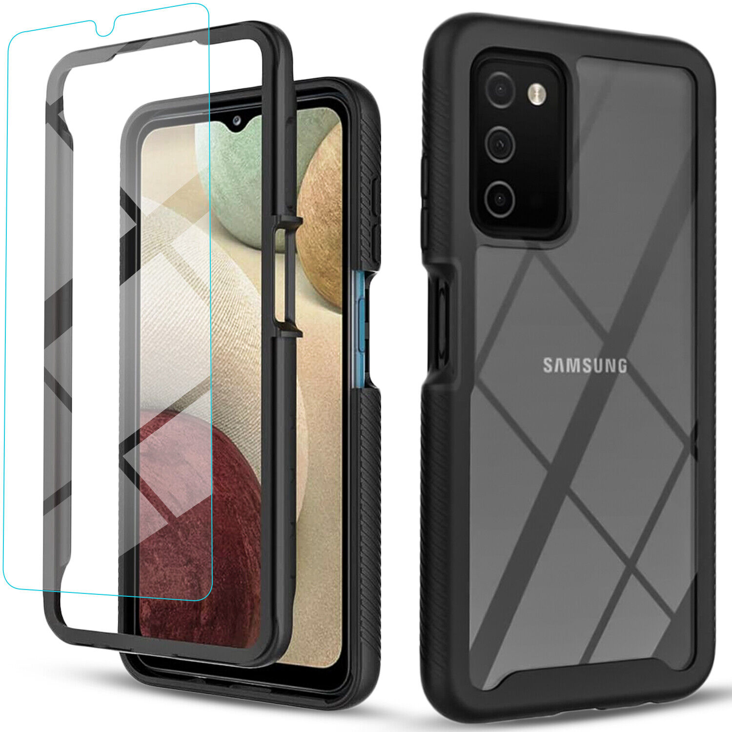 For Samsung Galaxy A14 5G A03S A02S A13 A33 Case Phone Cover + Tempered Glass