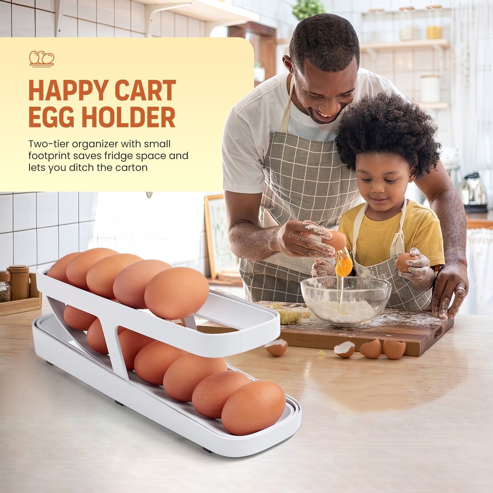 A Happy Cart Egg Holder for Refrigerator