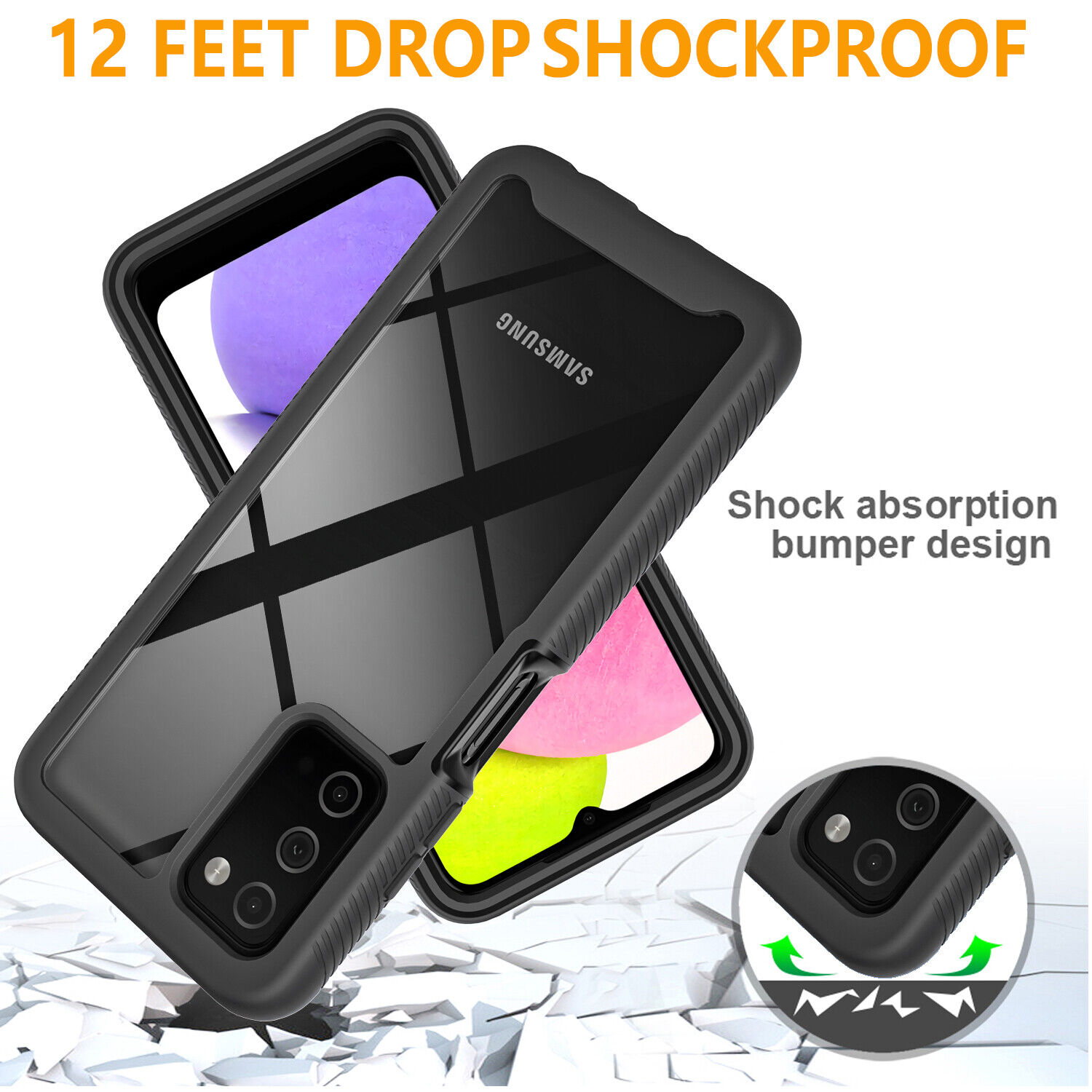 For Samsung Galaxy A14 5G A03S A02S A13 A33 Case Phone Cover + Tempered Glass