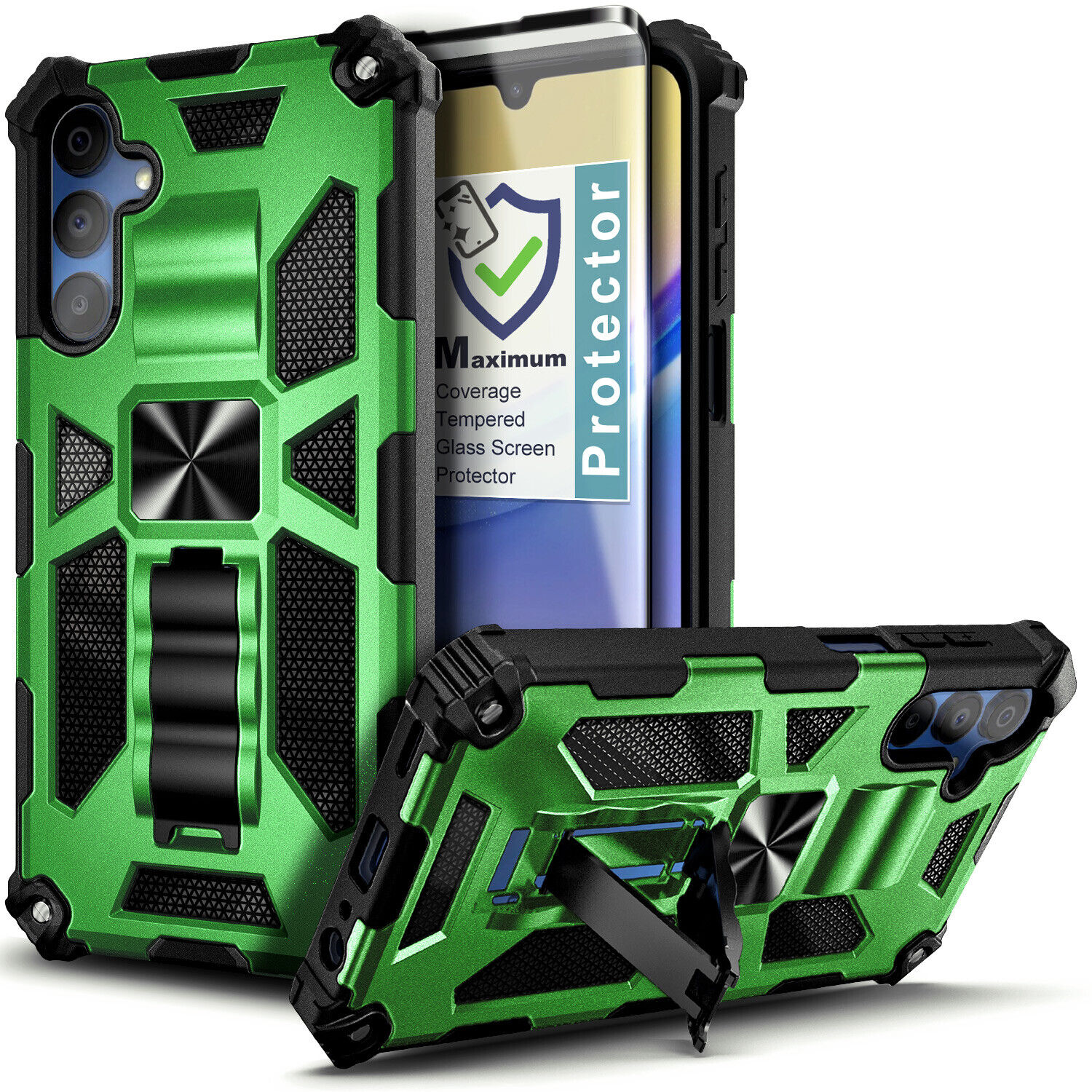 Case For Samsung Galaxy A35 5G Shockproof Kickstand Phone Cover + Tempered Glass