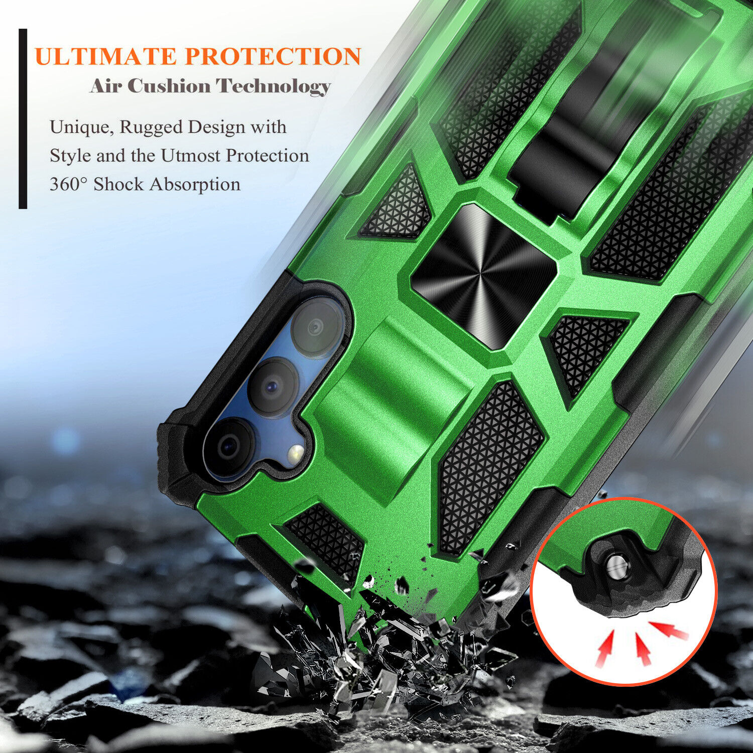 Case For Samsung Galaxy A35 5G Shockproof Kickstand Phone Cover + Tempered Glass