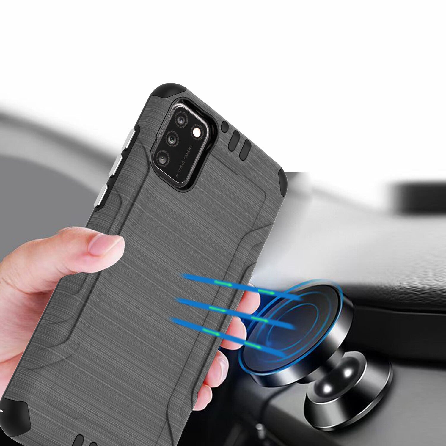 For Alcatel TCL A3X A600DL Phone Case Brushed Armor TPU Cover +Tempered Glass