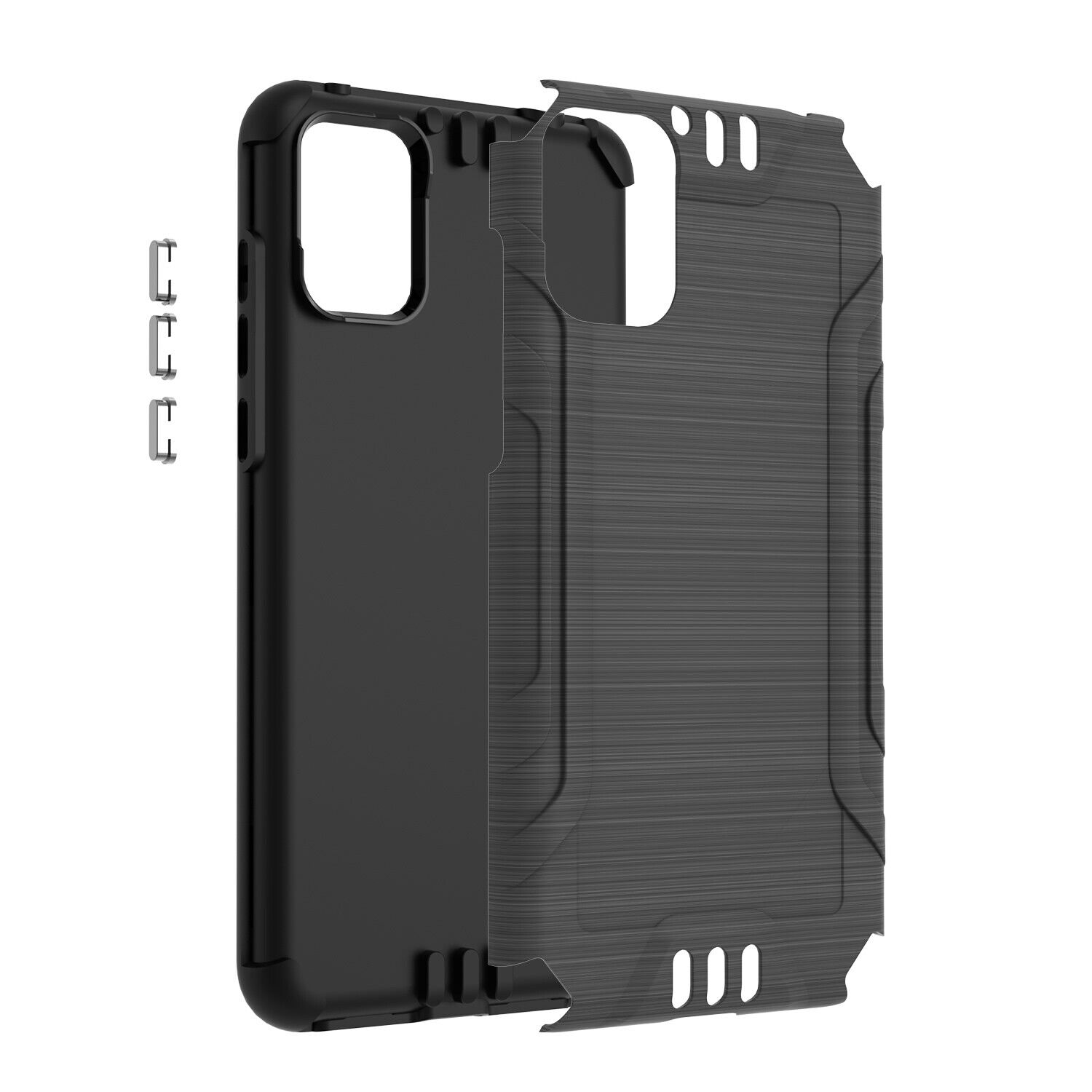 For Alcatel TCL A3X A600DL Phone Case Brushed Armor TPU Cover +Tempered Glass