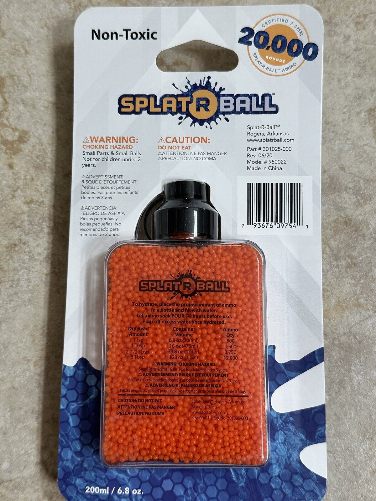 Orange Gel Blaster Ammo 20,000 Rounds 7.5mm Splat-R-Ball New Orbeeze
