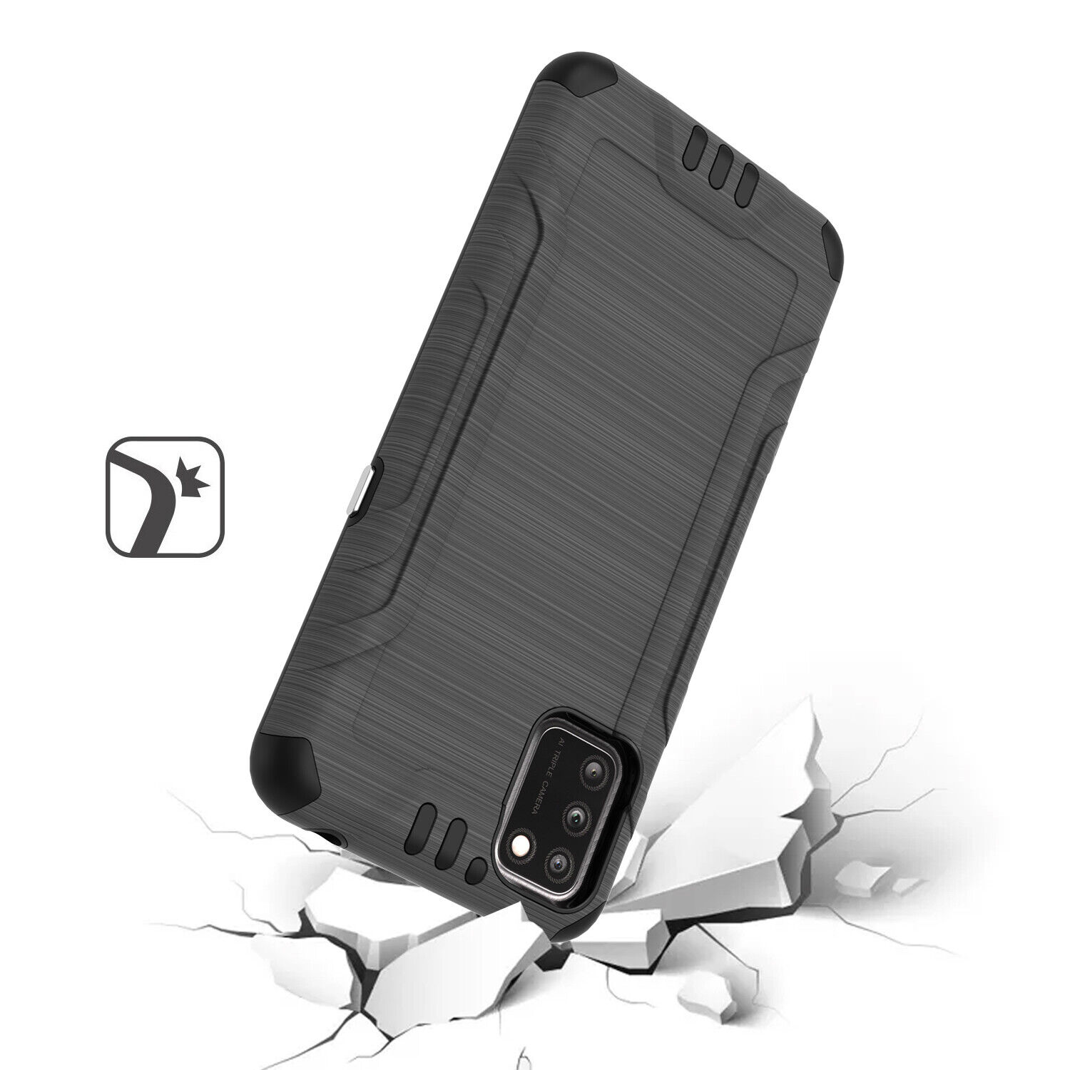 For Alcatel TCL A3X A600DL Phone Case Brushed Armor TPU Cover +Tempered Glass
