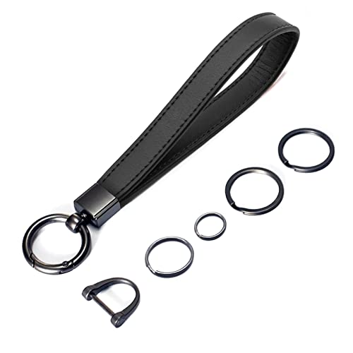 Genuine Leather Car Key Fob Wristlet Holder Kit