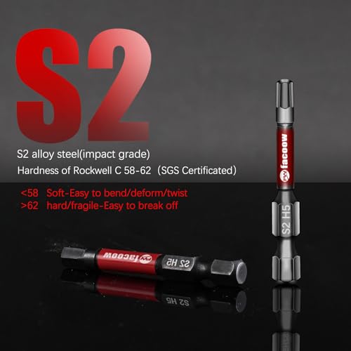 Facoow Hex Bit Set, S2 Alloy Steel Allen Wrench Drill Bit Set with Magnetic Tips, 1/4 Hex-shank 2" Impact Allen Key Bits Set with 2.3" Hex Extension, Precision CNC Machining, 20+1 Pack(Metric&SAE)