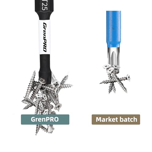 GrenPRO Screwdriving Power Bits T25-2IN*5pcs Torx Head Bit Set,High Impact Tough Magnetic #25 1/4 Inch Hex Shank S2 Alloy Steel Star Bits Set,2" Long Drill Bit