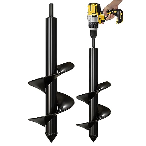 K-Brands Auger Drill Bit for Planting – 4 x 12 Inch - Garden Spiral Hole Drill Planter for Bulb Planting, Bedding Plants, Umbrella Holes - 3/8 Inch Hex Drive Drill