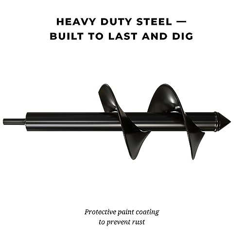 K-Brands Auger Drill Bit for Planting – 4 x 12 Inch - Garden Spiral Hole Drill Planter for Bulb Planting, Bedding Plants, Umbrella Holes - 3/8 Inch Hex Drive Drill