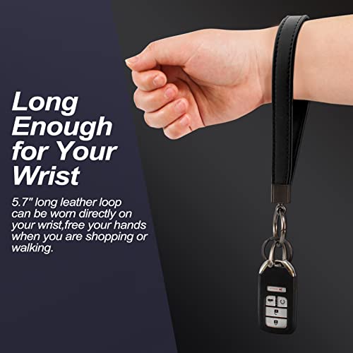 Genuine Leather Car Key Fob Wristlet Holder Kit